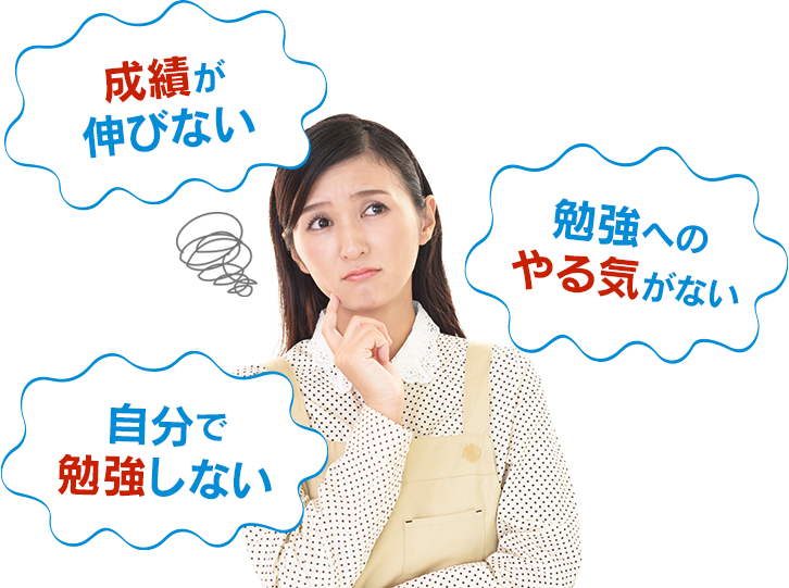 成績が伸びない、勉強へのやる気がない、自分で勉強しない…